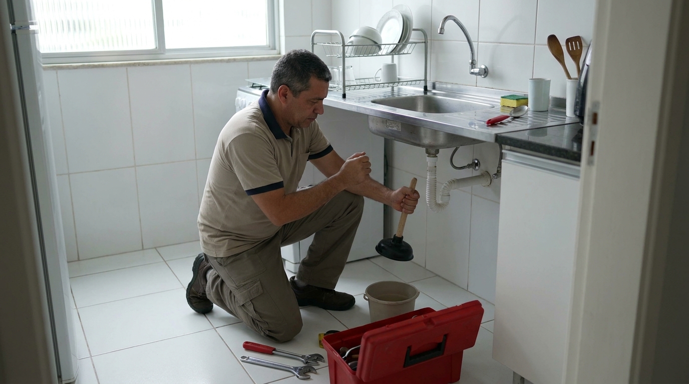 Desentupimento de pia residencial em Cotia‑SP
