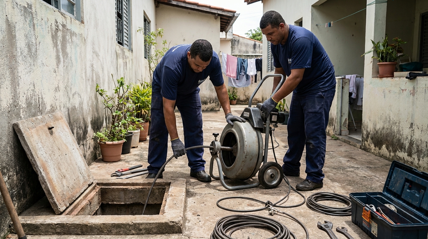 Desentupimento de rede de esgoto em Cotia‑SP