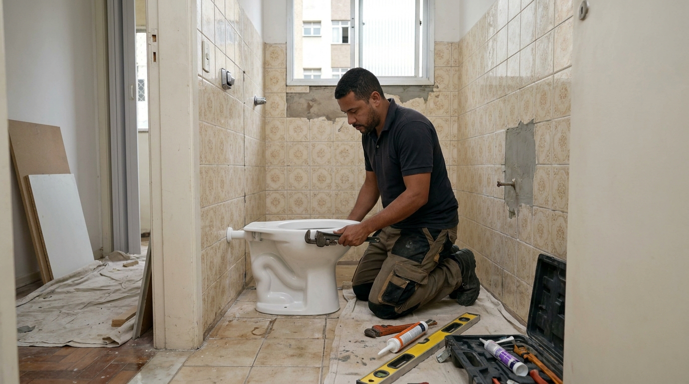 Instalação de vaso sanitário profissional em Cotia‑SP